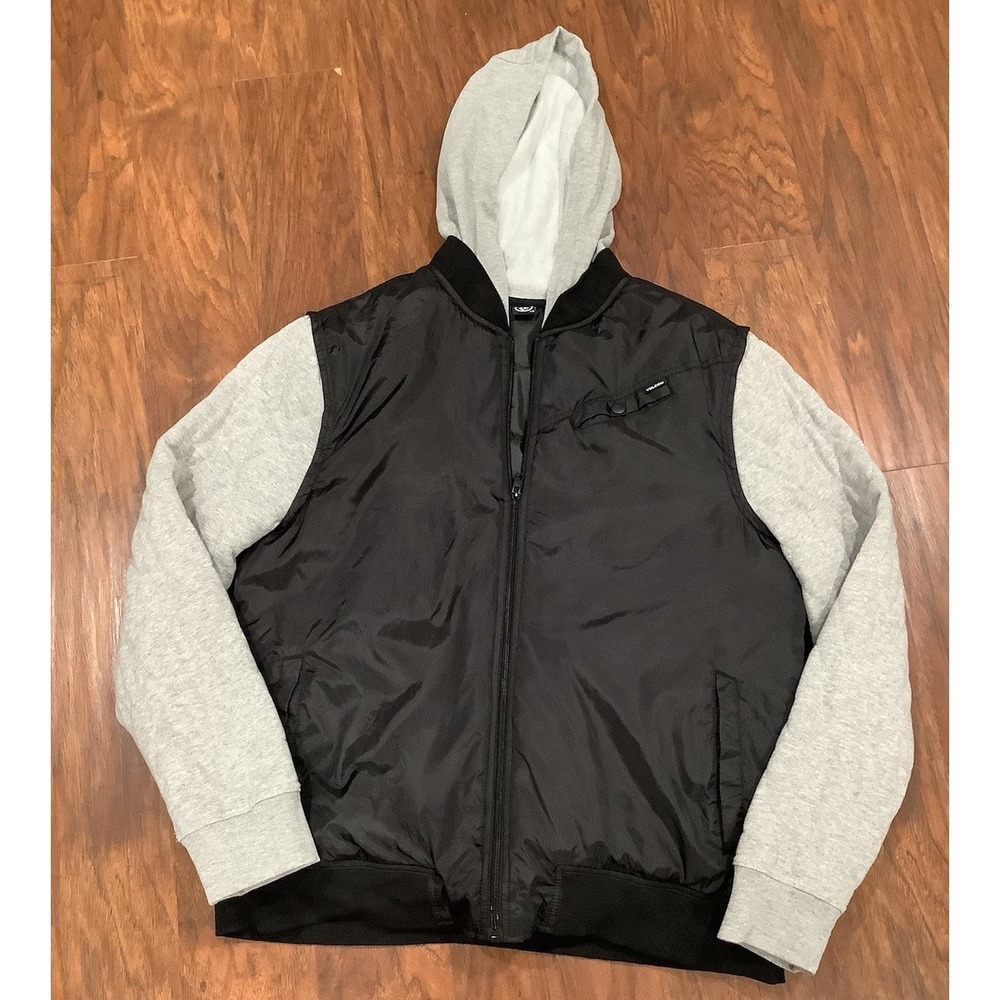 Men's Volcom Jacket Hoodie Size: Large Black Gray